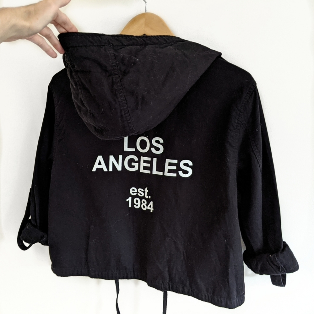 FOREVER 21 Black Los Angeles Cropped Parka